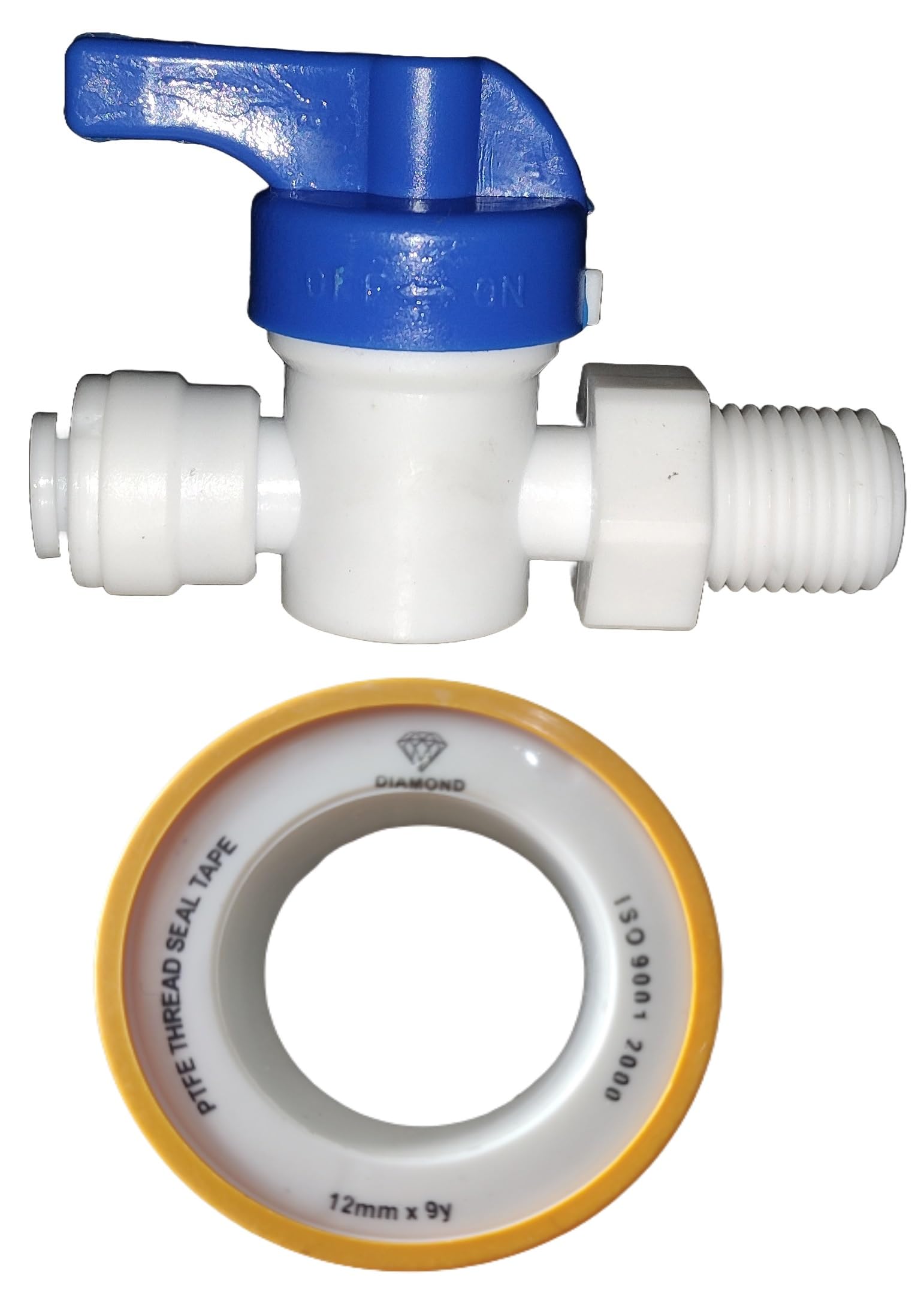 Ro Water Purifier Diverter Valve/Ball Valve 1/4" Plastic Handle + Teflon Tape