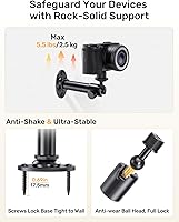 Vista 4 de Microphone Wall Mount Bracket with Swivel Mini Ball Head,Mic Wall Mount with Flange Mount,3/8'' & 1/4'' Microphone Stand Adapter,Extension Tube
