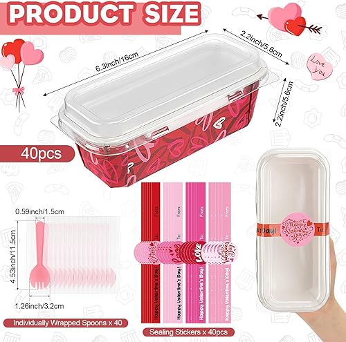 Miniatura 2 de FoldTier 120 piezas de moldes para pan para el día de San Valentín con tapas, moldes de papel desechables para hornear, moldes rectangulares de
