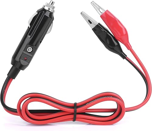 Jtron Cable de extensión de enchufe para encendedor de cigarrillos, cable de enchufe macho con clip de cocodrilo pequeño núcleo de alambre de cobre