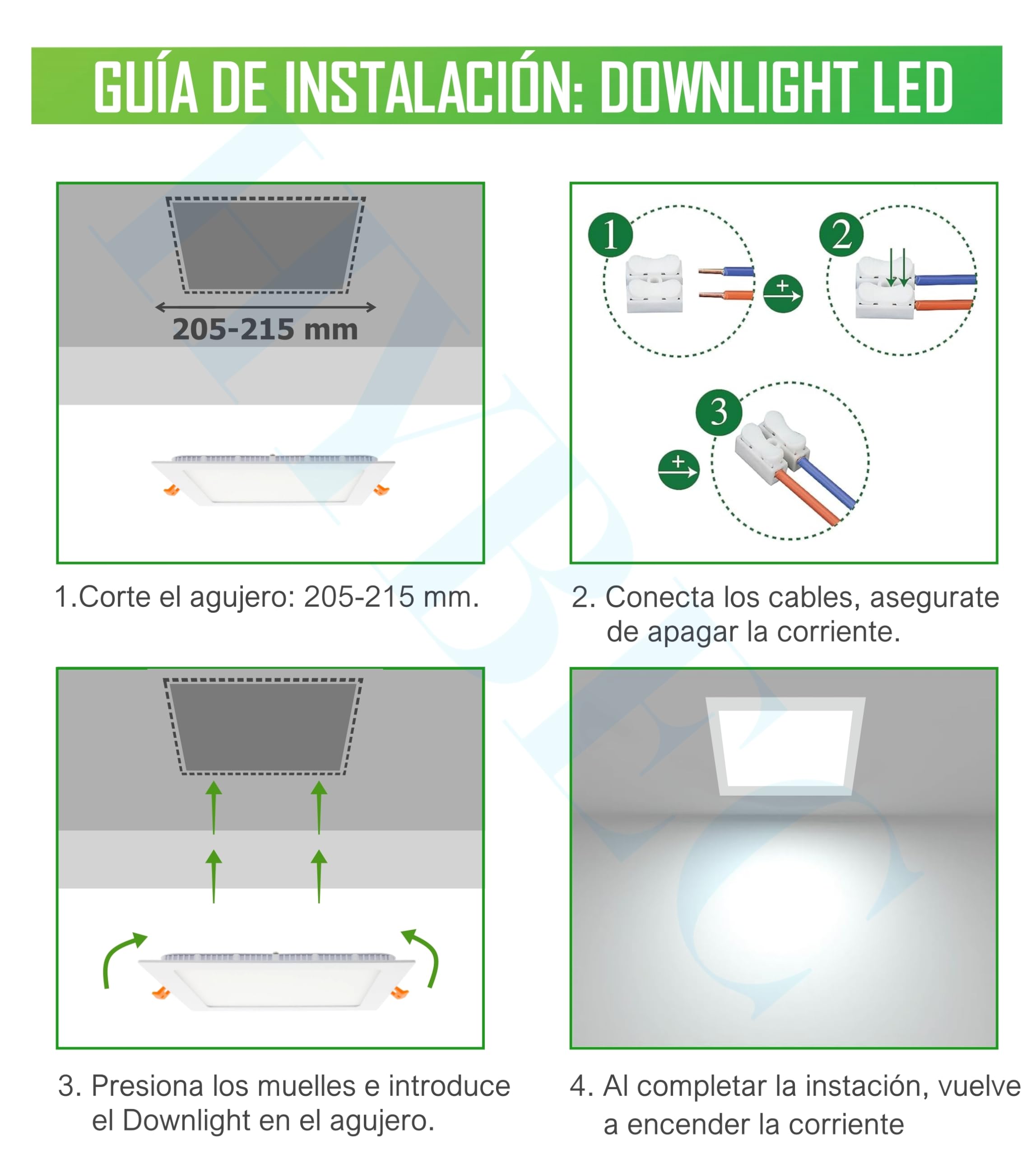 CLAR - Downlight LED Techo Cuadrado 20W, Downlight Cuadrado, Focos LED Cuadrados Empotrables, Iluminación Empotrable de Interior, Luz Neutra 4000ºK (Pack 10)