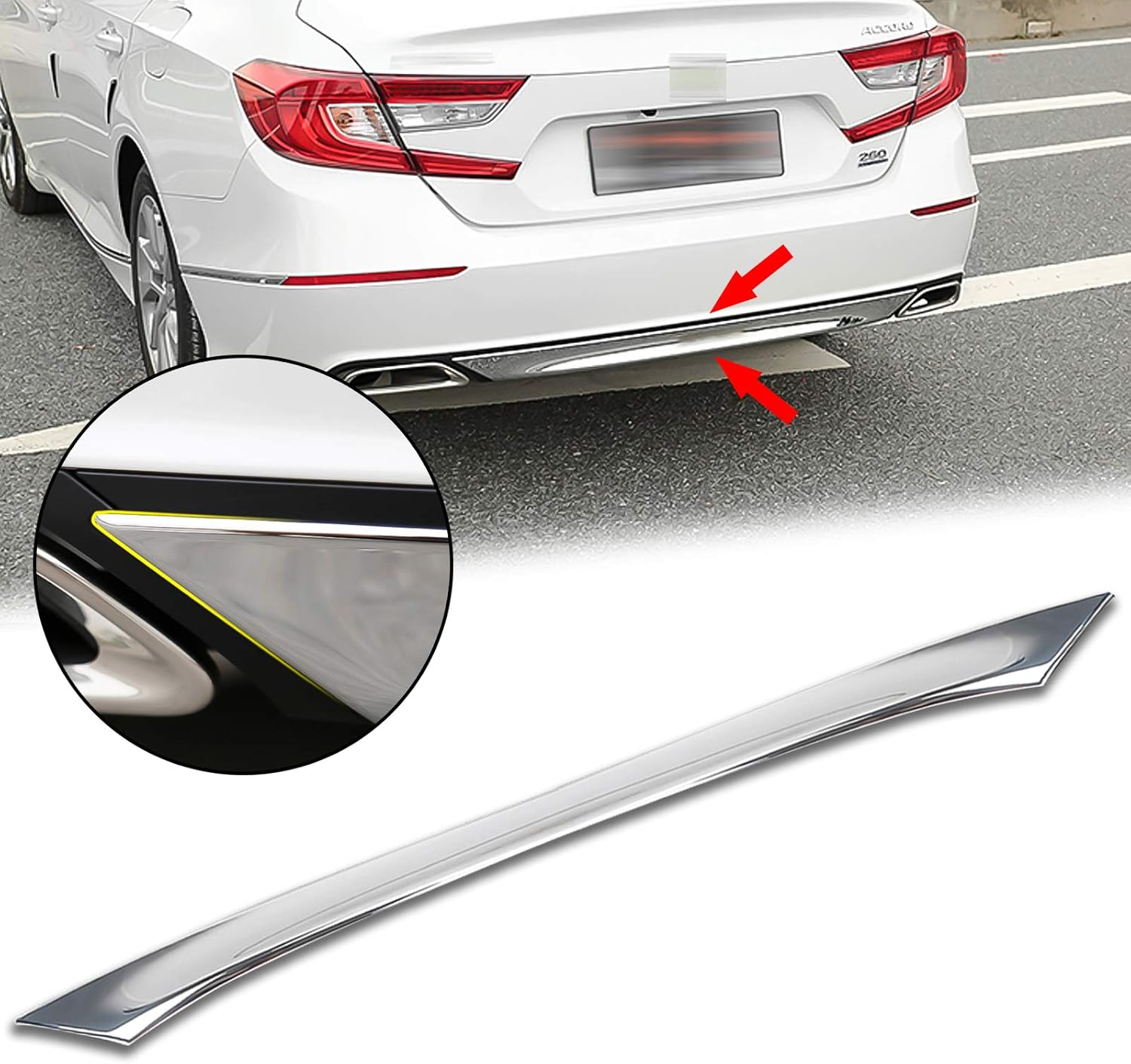 x xotic tech Rear Bumper Lower Lip Cover Trim, Chrome, Compatible with Honda Accord 10th Gen 2018-2022