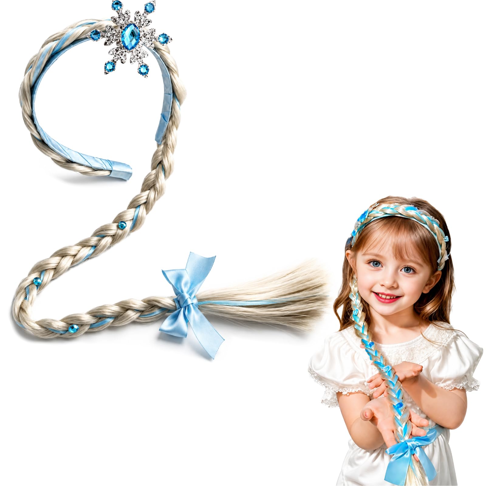 Zopf Haarreif 1 St. für Mädchen, Prinzessin Perücken Haarteil Kinder – Ideal für Kostüm Party, Fasching & Cosplay