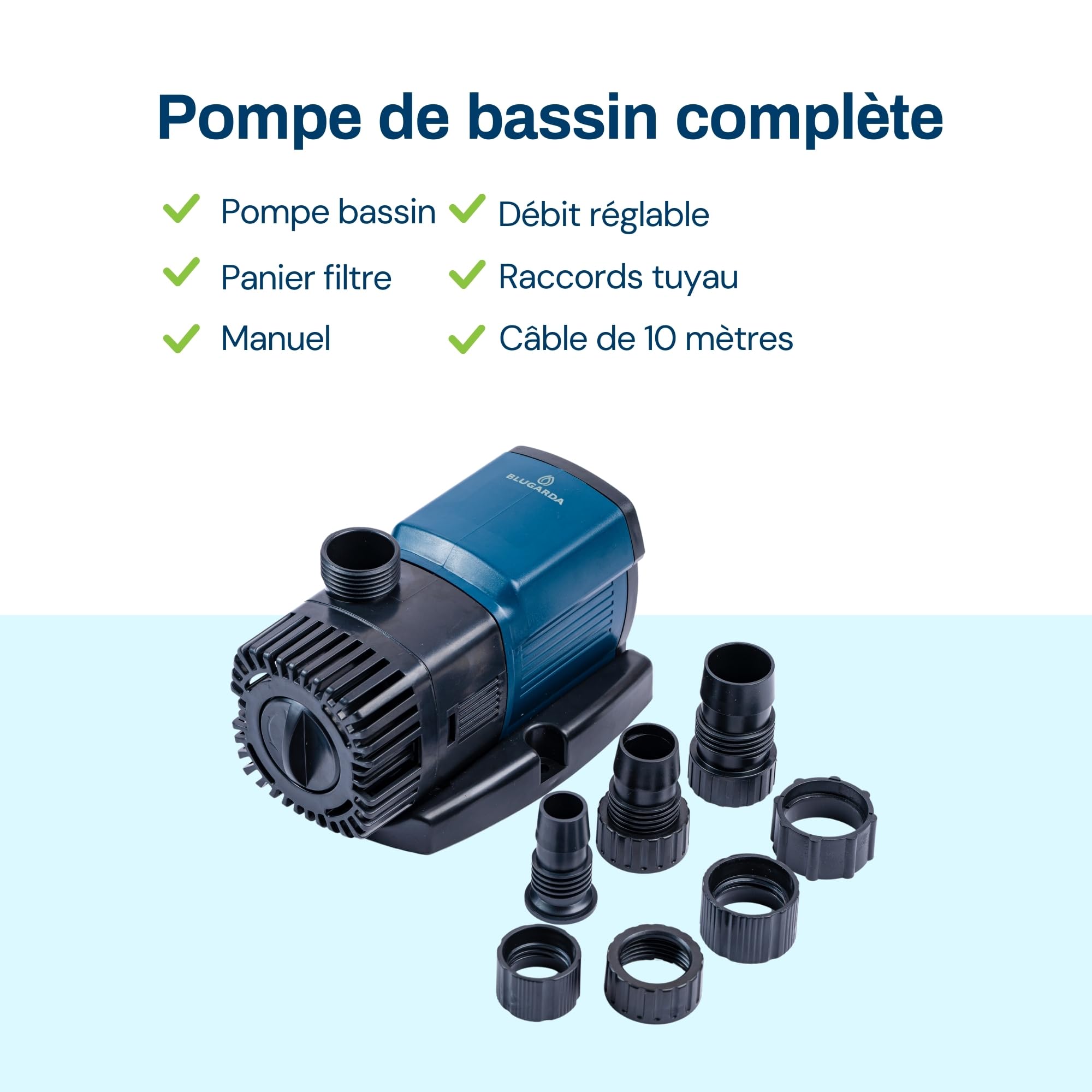 BluFlow Control 2.800 - Pompe de bassin réglable - Pompe de fontaine - Pompe de filtration - 2 800 litres par heure - 18 watts