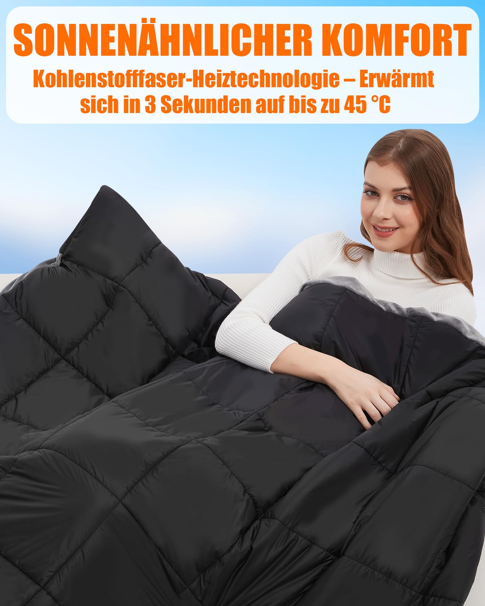 CYCYHEAT 20000mAh Heizdecke mit Akku Kabellose Tragbare Wärmedecke 7,4V
