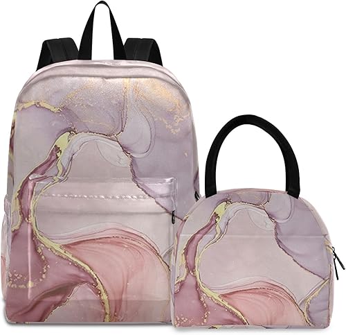 Juego de mochila de cachorros de nutrias dibujadas a mano, bolsa de almuerzo grande impermeable para niños con bolsa de almuerzo, juego de bolsa de