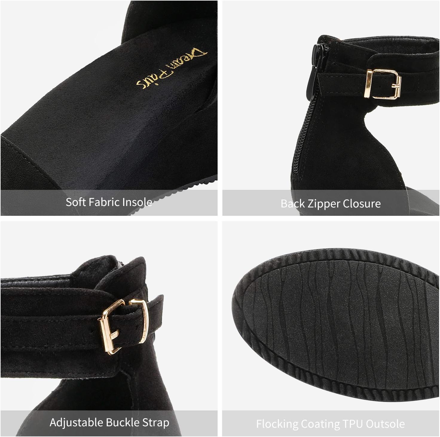 DREAM PAIRS Women's Open Toe Buckle Ankle Strap Platform Wedge Sandals Summer Shoes. - Image 4