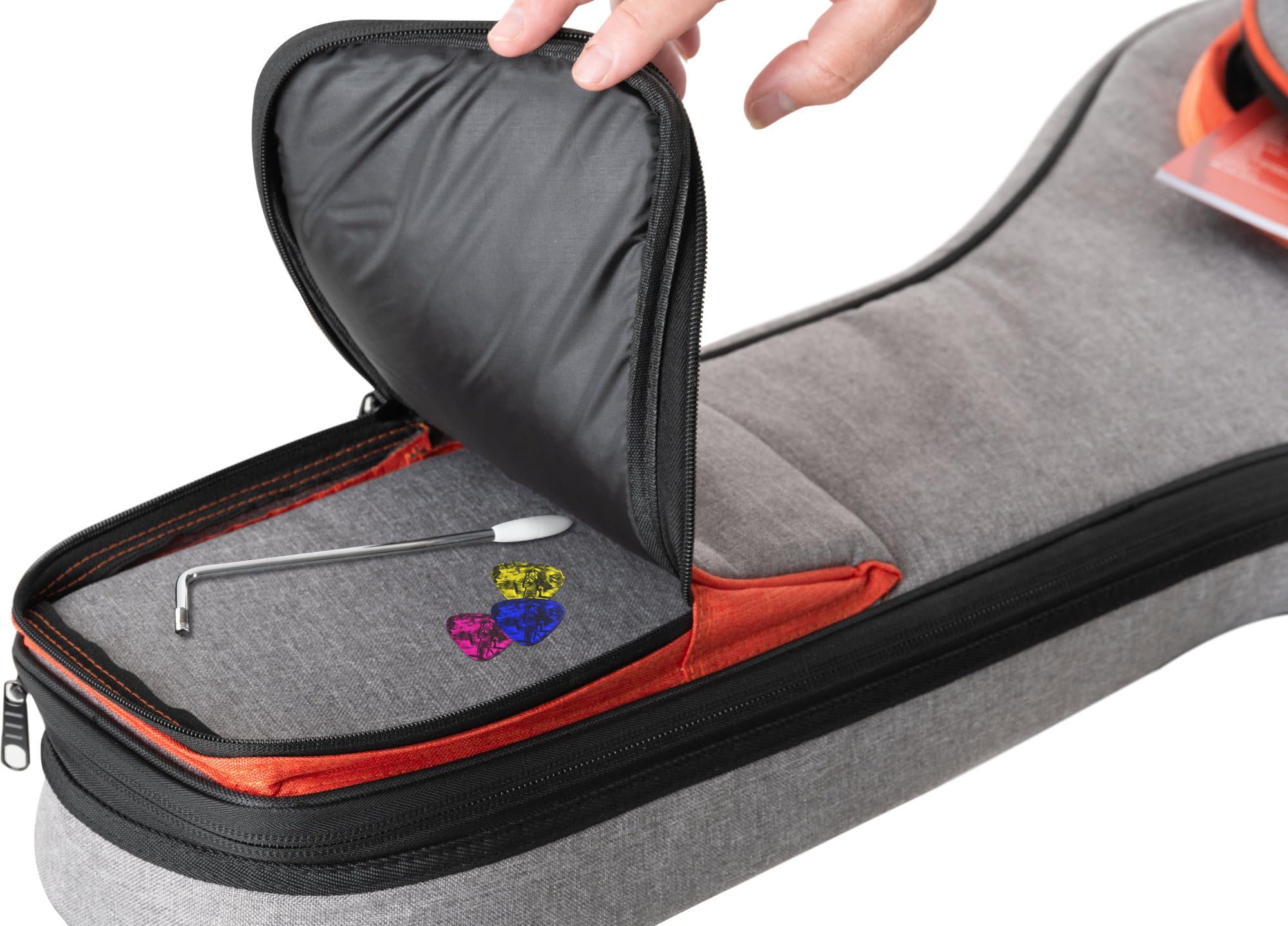 Kirstein EGBK-1122OG E-Gitarrentasche 10 mm Polsterung Rucksack-Gurte 103x37 cm Grau