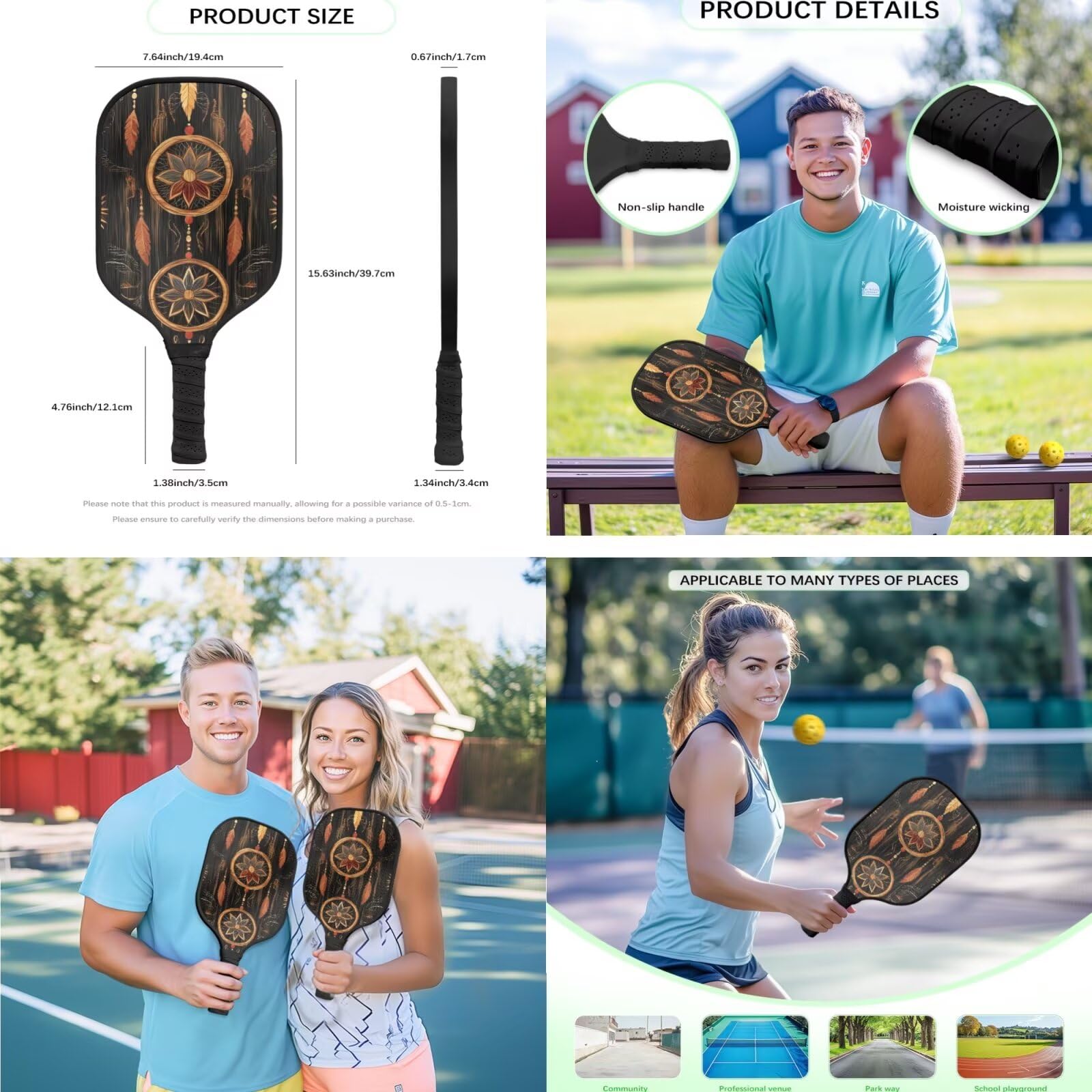 Zestaw wioseł Pickleball 3 w 1, torba na rakiety z włókna szklanego, idealna dla początkujących prezenty