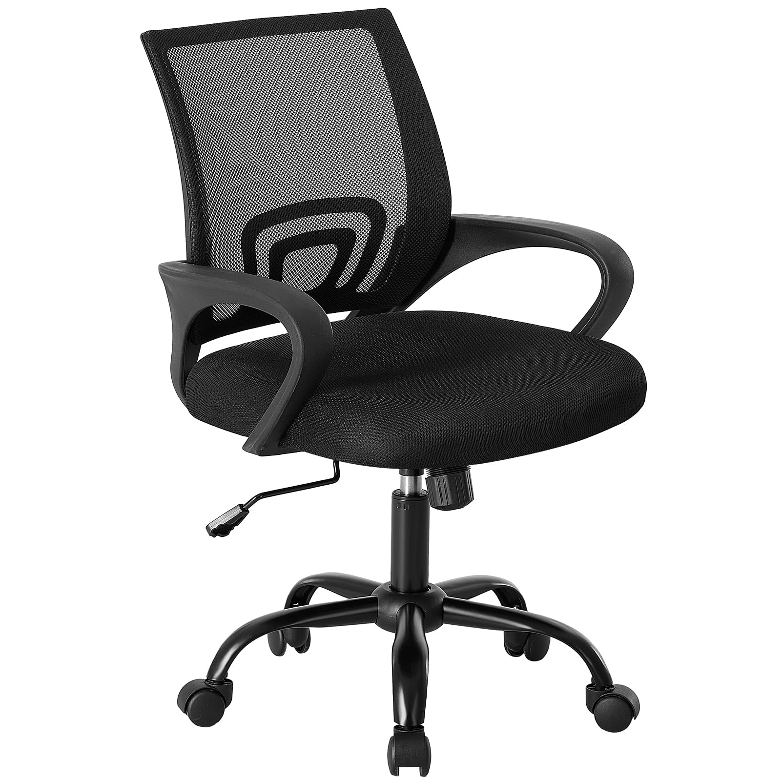 DUMOS Office Desk Chair - Ergonomic Mid Back with Lumbar Support Rocking Mode Height Adjustable with Fixed Armrest