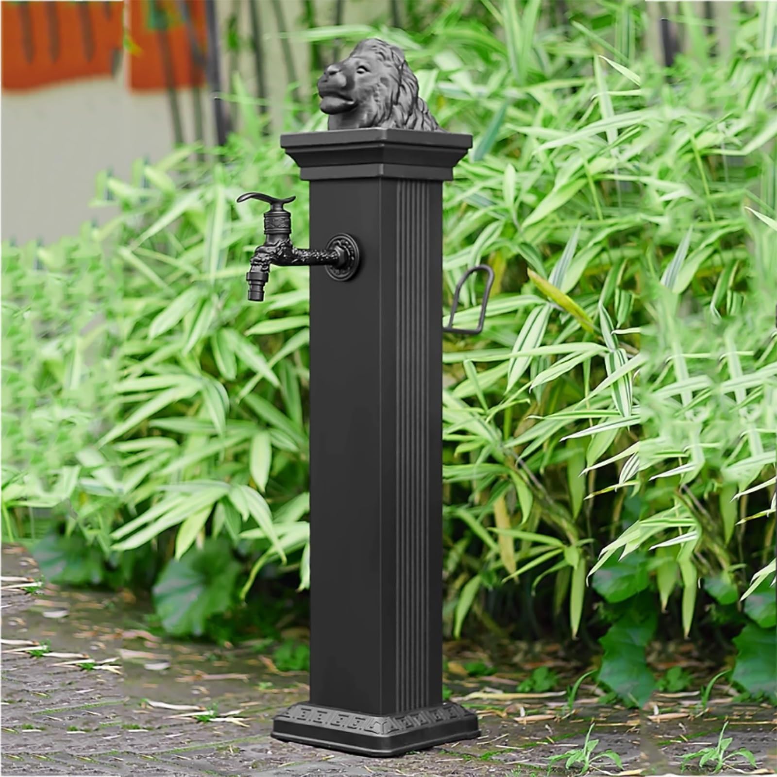 Kolumna wodna z kranem, kolumna ogrodowa ze stali nierdzewnej - pionowy dozownik wody 304 z płynem przeciw zamarzaniu,cyjny hydrant zewnętrzny - cylindryczna konstrukcja, czarny, 44 c