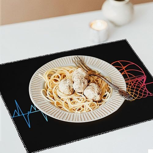 Miniatura 6 de Ball Heartbeat Basketball Placemats Set of 6 Resistant Table Mats Washable Place Mats for Dinner Party Table Decoration