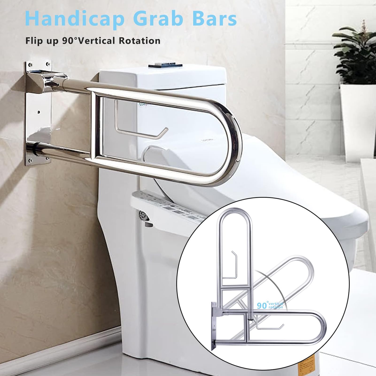 Snapklik.com : Toilet Grab Bar Stainless Steel Handicap Rails Grab Bars ...