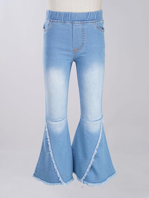 Jean Large Fille TiaoBug - Pantalon Baggy Bootcut Denim Déchiré Taille Élastique 5-16 Ans