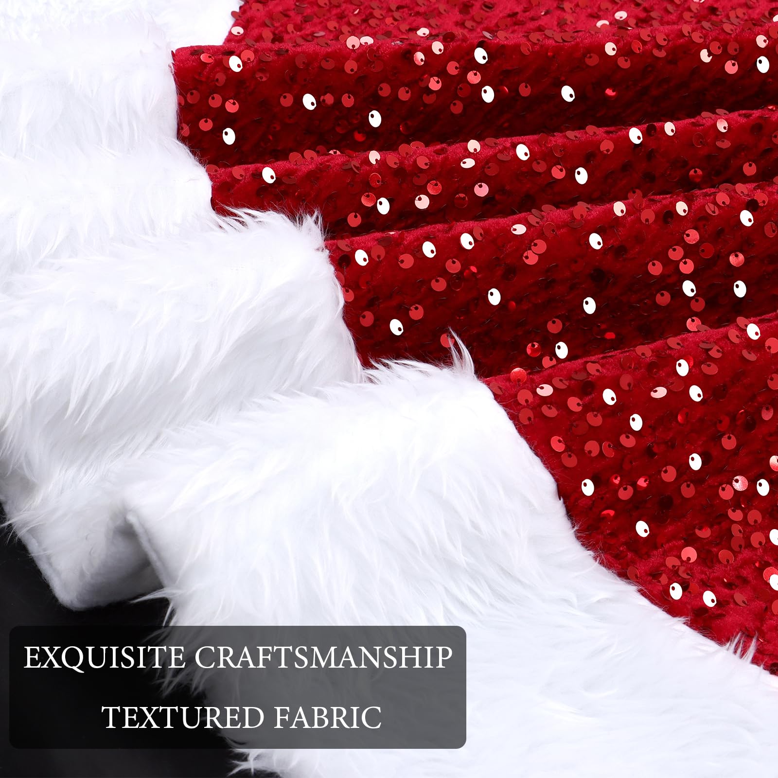 Dremisland Gonna per albero di Natale con paillettes, 91 cm, lussuosa gonna per albero di Natale in finta pelliccia, in velluto spesso, scintillante, decorazione per albero di Natale, vacanze,