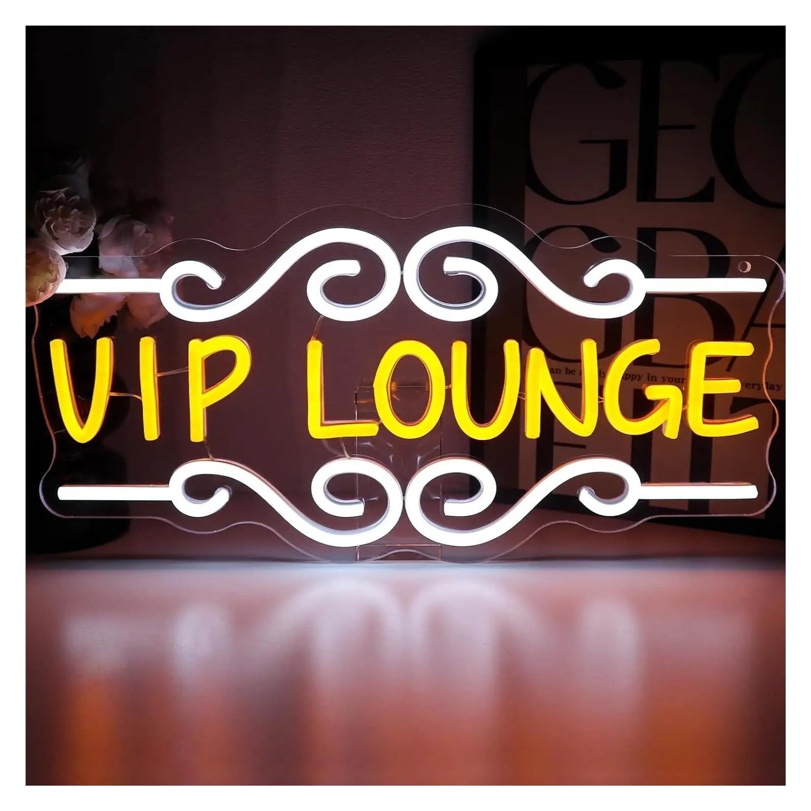 XENITE Hanging Art Neon Signs VIP Lounge Neon Sign USB Dimmab LED Lights for Club Room Bar Hotel Cafe Nightclub VIP Bedroom Decoration 16.54x8.07in
