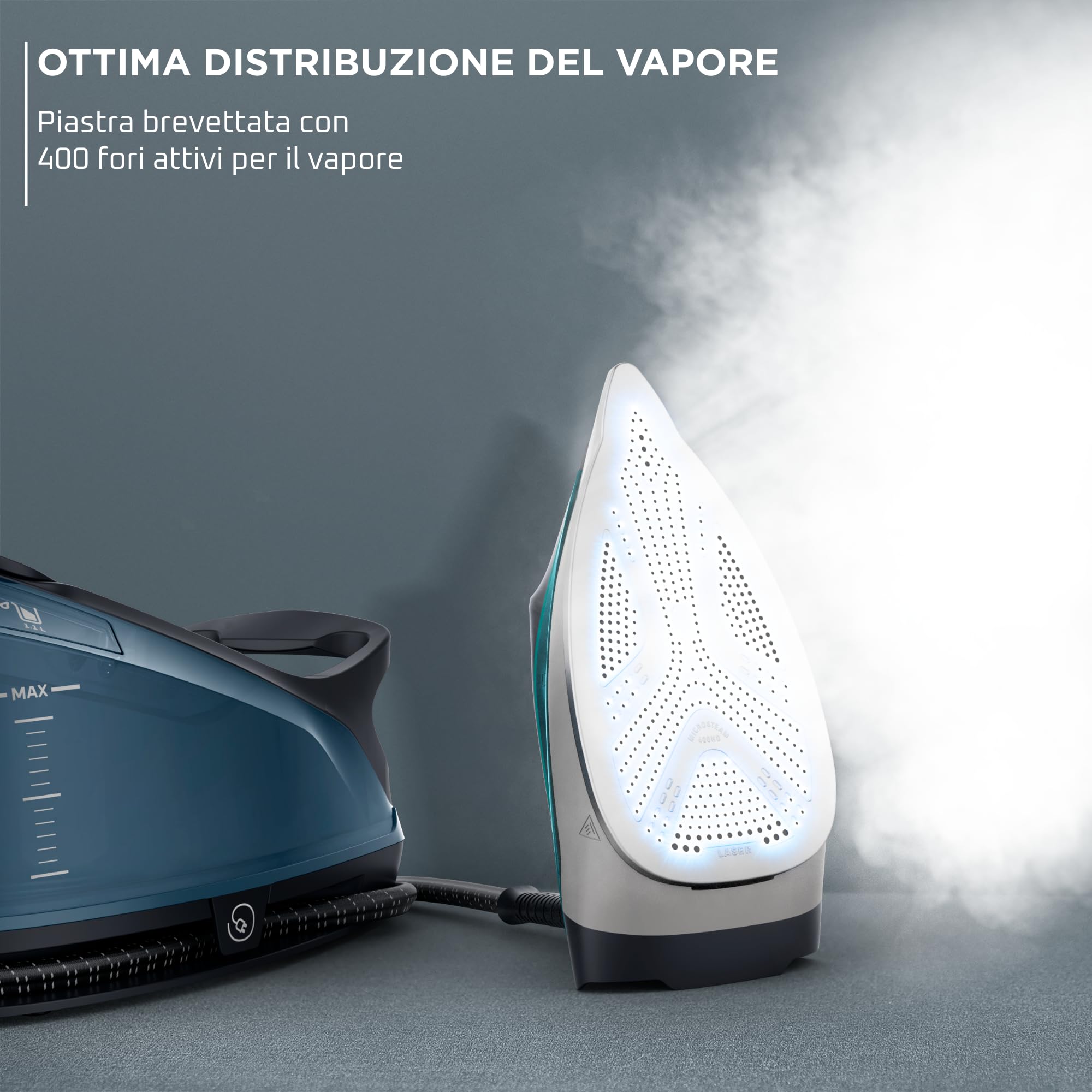 Rowenta DG7621 Compact Steam PRO Ferro da Stiro a Vapore con Caldaia Silenziosa, Pressione Fino a 6.2 Bar, 2200 W, 1,1 Litri, con Tecnologia Eco Intelligence