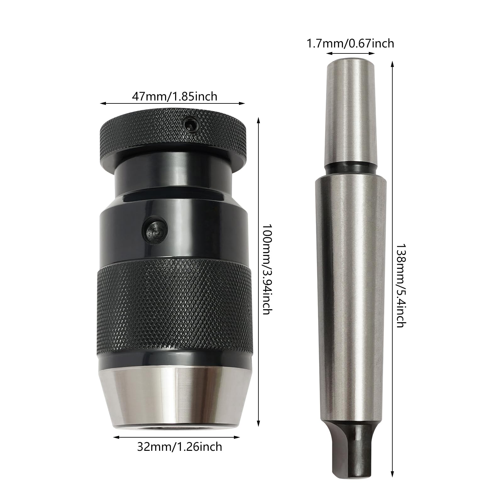 Szybkozaciskowy uchwyt wiertarski MT3-B18, uchwyt wiertarski z zakresem mocowania 1-16 mm i dokładnością 0,01 mm, precyzyjny uchwyt wiertarski ze stali o średnicy mocowania 138 x 17 mm, do wiertarek