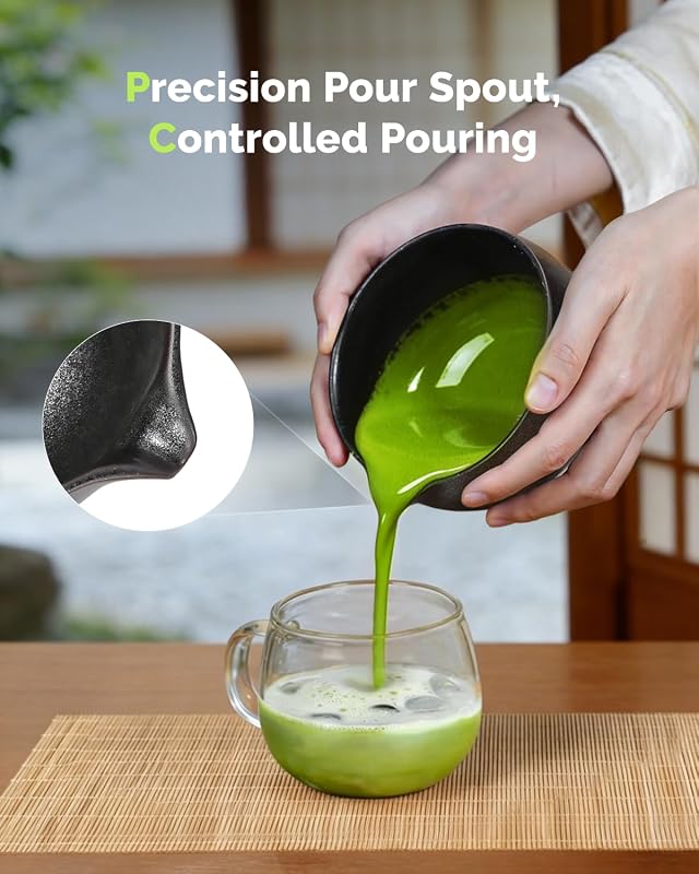 Set pentru prepararea ceaiului matcha Maestri House, 7 piese, piatră neagră, cu pămătuf japonez pentru matcha, tel, lingură de măsurat, sită, suport pentru pămătuf și suport