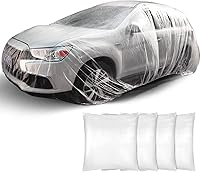 Tallew 4 Pack Universal Waterproof Plastic Car Covers 12.5x21.7ft Disposable Full Exterior Sedan Protection Snow Rain Dust
