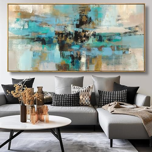 Miniatura 14 de Arte abstracto para pared, impresiones artísticas de pared, pintura en lienzo, negro, amarillo, azul, obra de arte moderna grande para sala