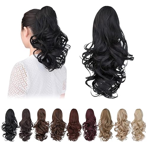 Miniatura 132 de Brown ponytail extension,16" claw clip hair extensions ponytail short curly hair ponytail Extension Natural Looking Synthetic Hairpiece for Women