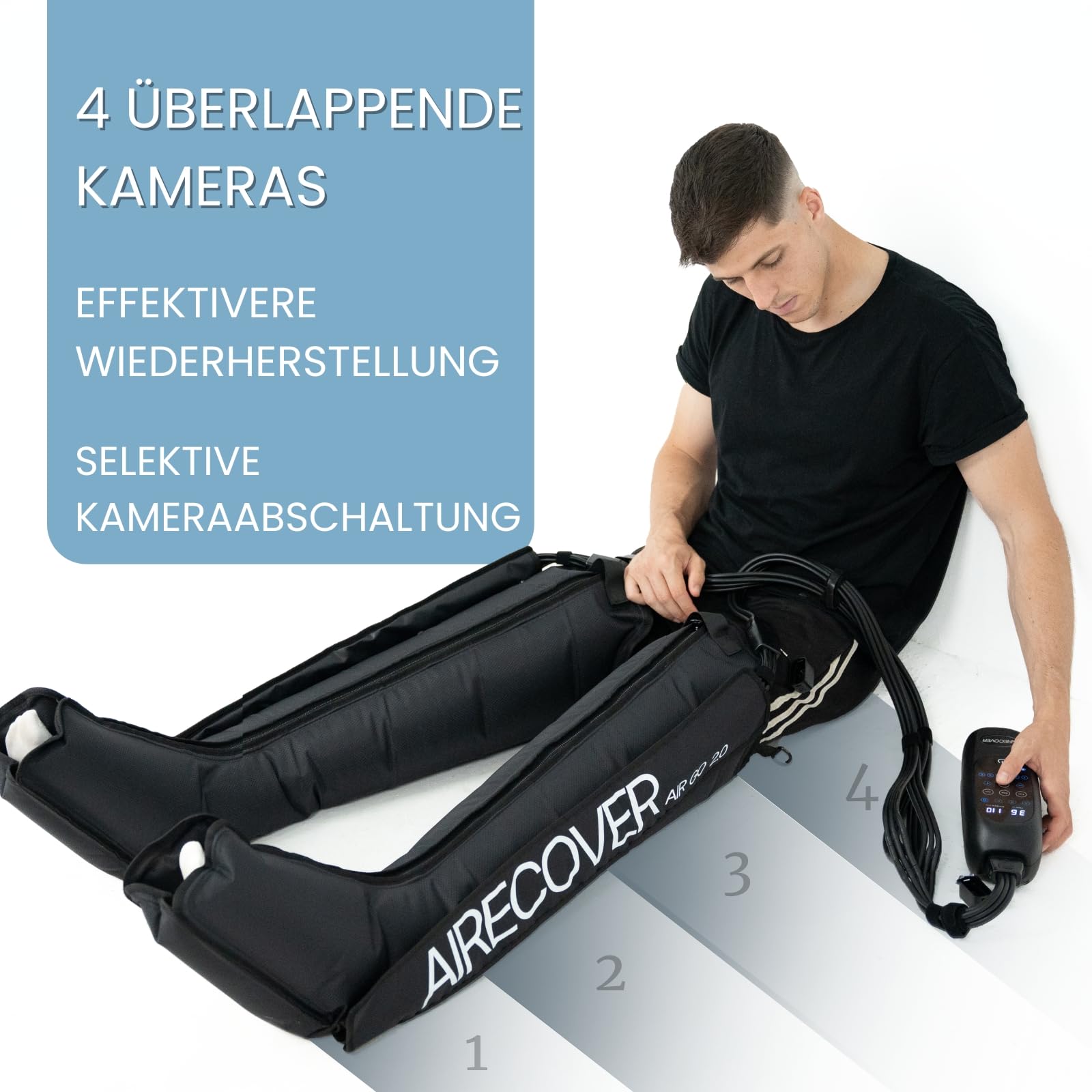 Kabelloses Beinmassagegerät, Lymphdrainage Gerät & Recovery Boots |30-250 mmHg|4 Modes |Maximale Recovery & Durchblutung(L)