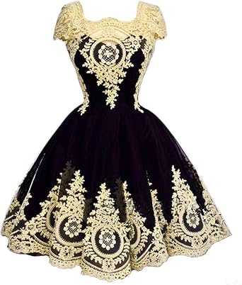 Kivary Vintage Short Little Black Corset Lolita Prom Homecoming Dresses Gothic Lace