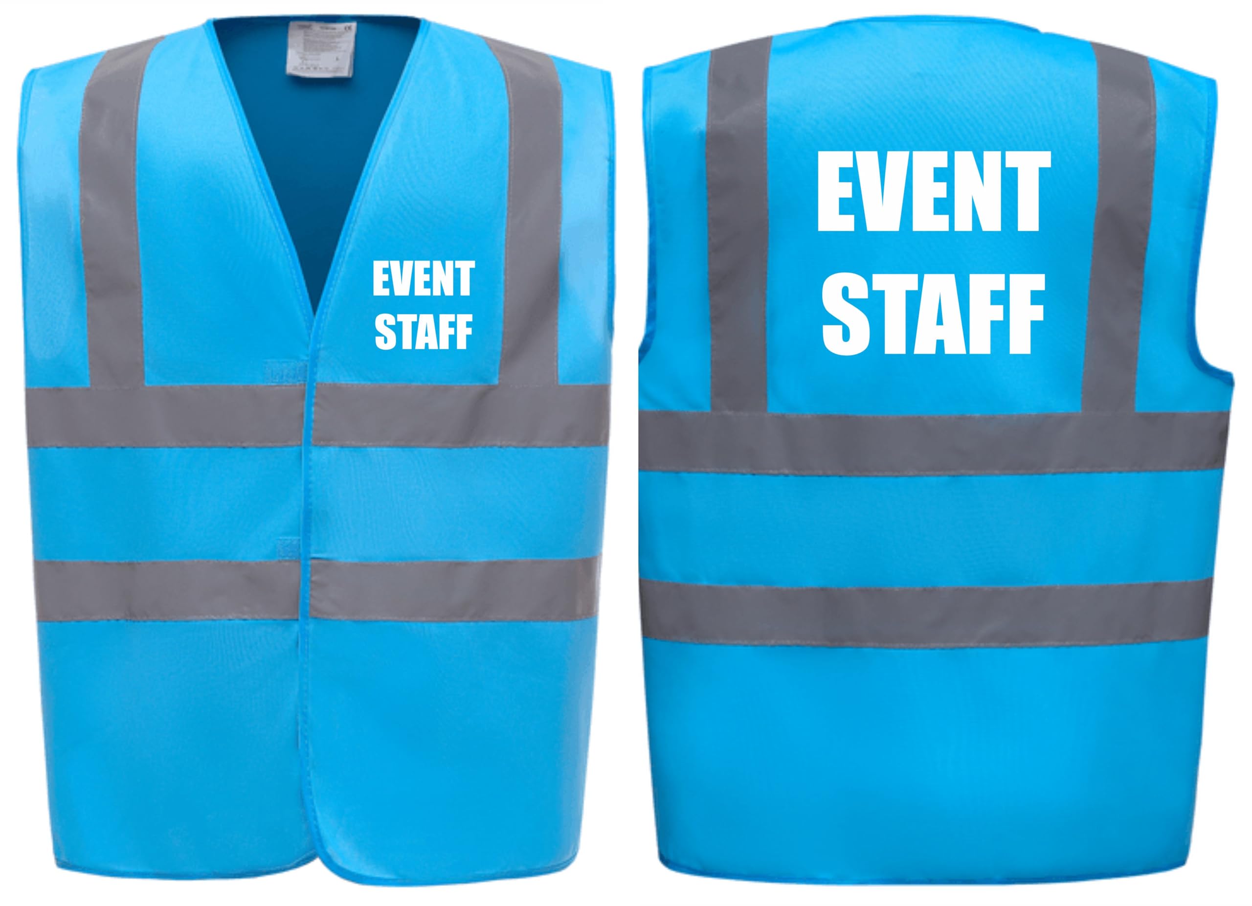 Brook Hi Vis Premium Safety Vest - EVENT STAFF Printed Front & Back, Event Management High Viz Waistcoat, Available in 14 Colours, Festivals (UK, Alpha, 3XL, Regular, Regular, Sapphire)