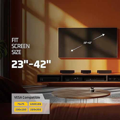 Miniatura 4 de Soporte de pared delgado para TV para pantallas de 23"-42" pulgadas Max Vesa 200 x 200, soporte universal para TV soporta hasta 66 libras, con