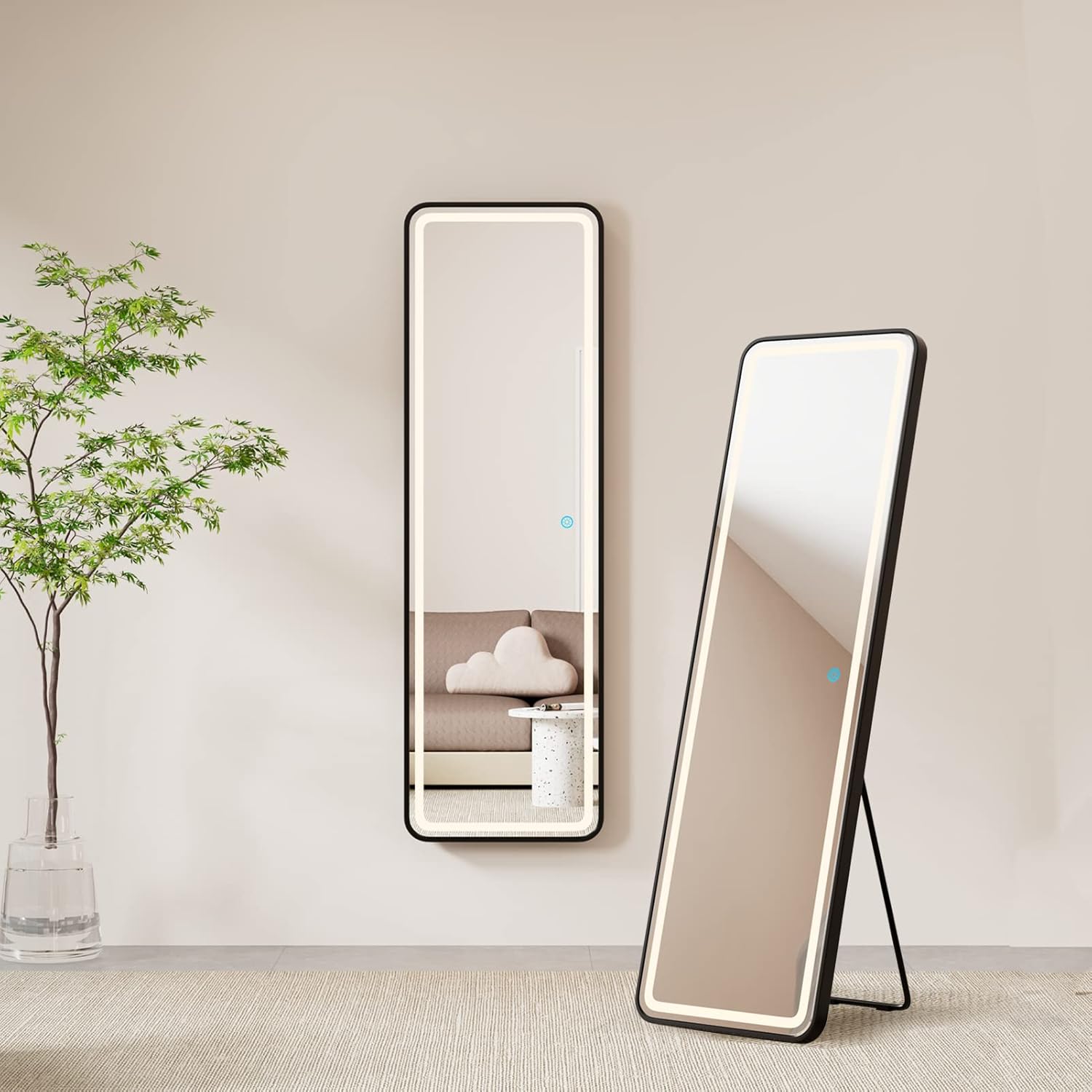 Buy Full Length Mirror Lighted 63x22,Hong.Coo LED Free Standing Floor