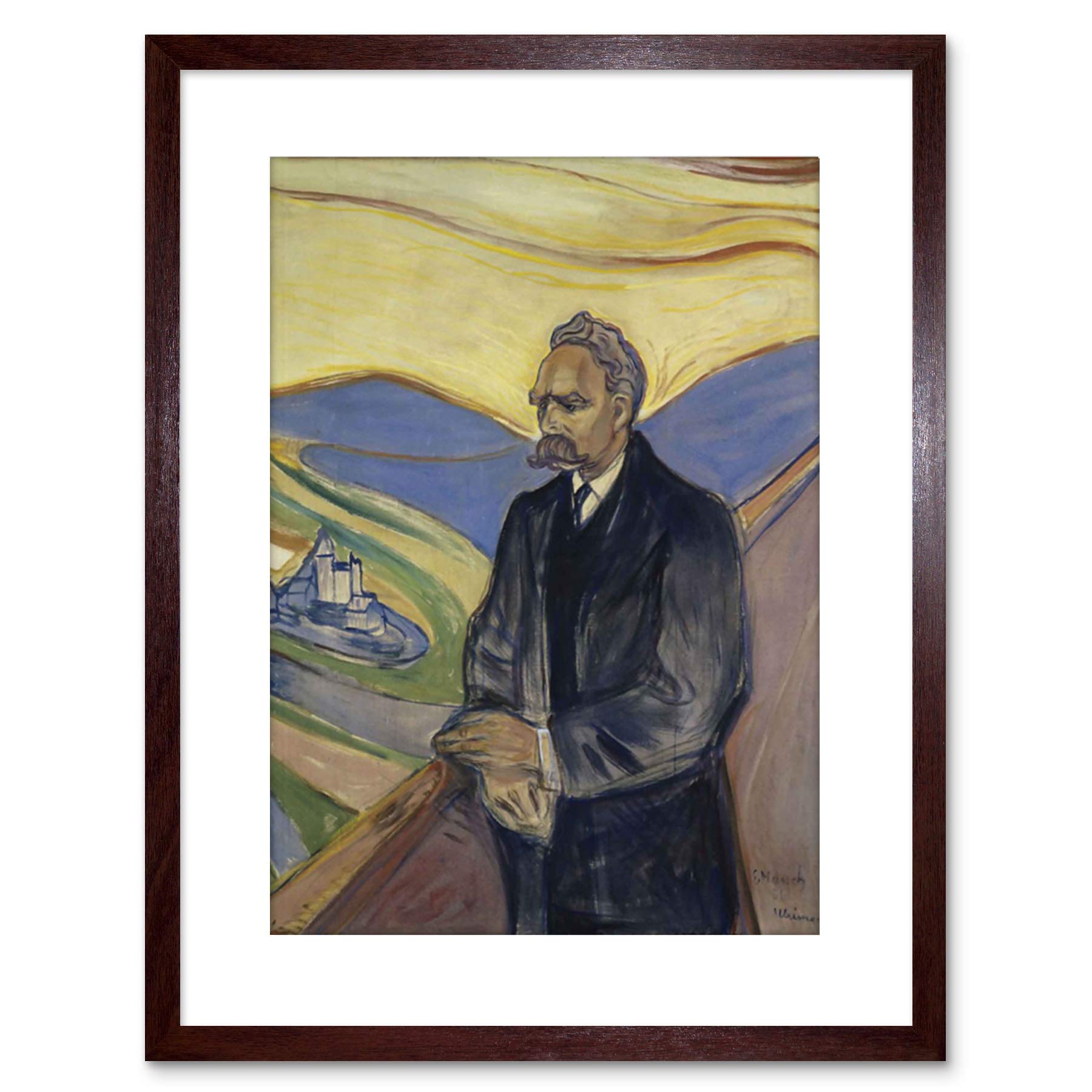 Artery8 Edvard Munch Friederich Nietzsche Painting Framed Art Print 7x9 Inch Brown