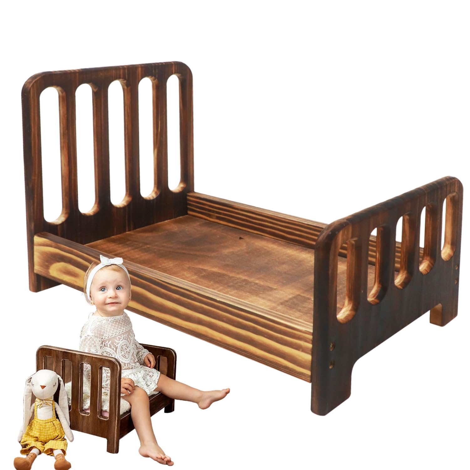 Brown Newborn Photography Wooden Bed Vintage Baby Photo Prop Newborn Photo Wooden Bed Photography Props Baby Doll Bed Newborn Bed Prop Accessories