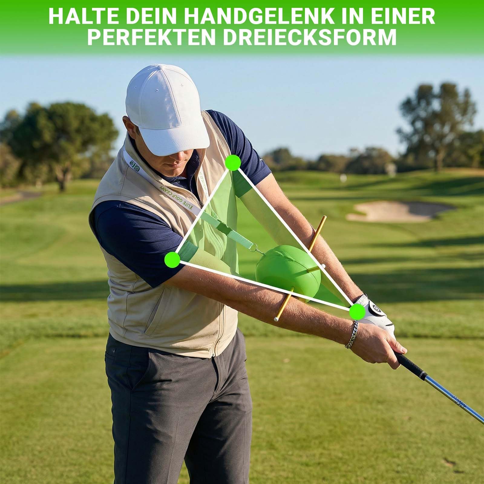 Esoes Golfschwung Trainingshilfe Golf Trainingsball mit Verbindungsschnur Hilft beim Schwungtraining und Technikverbesserung Robust Leicht Tragen für Anfänger Fortgeschrittene und Golf Enthusiasten