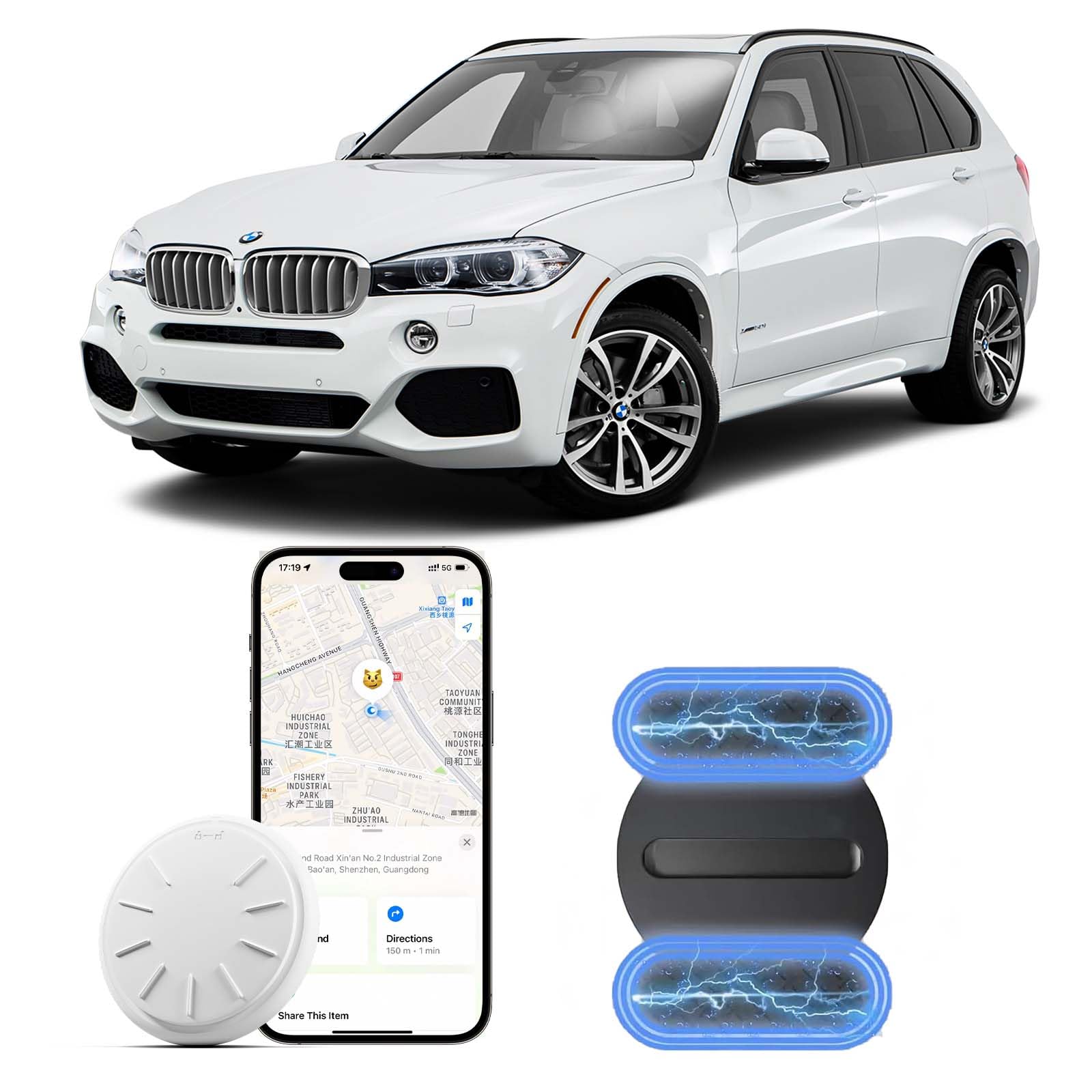 GPS Tracker for Vehicles, 1PCS Real Time Tracker Device for Vehicles, No Monthly Fee Car Tracker,Work with Find My (iOS Only), 360 Days of Battery Life,Super Magnetic,Waterproof and Drop-Proof, Black