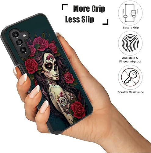 Miniatura 5 de Funda para teléfono Galaxy A14 5G, resistente 2 en 1 de doble capa híbrida de policarbonato duro y silicona suave a prueba de golpes, funda de