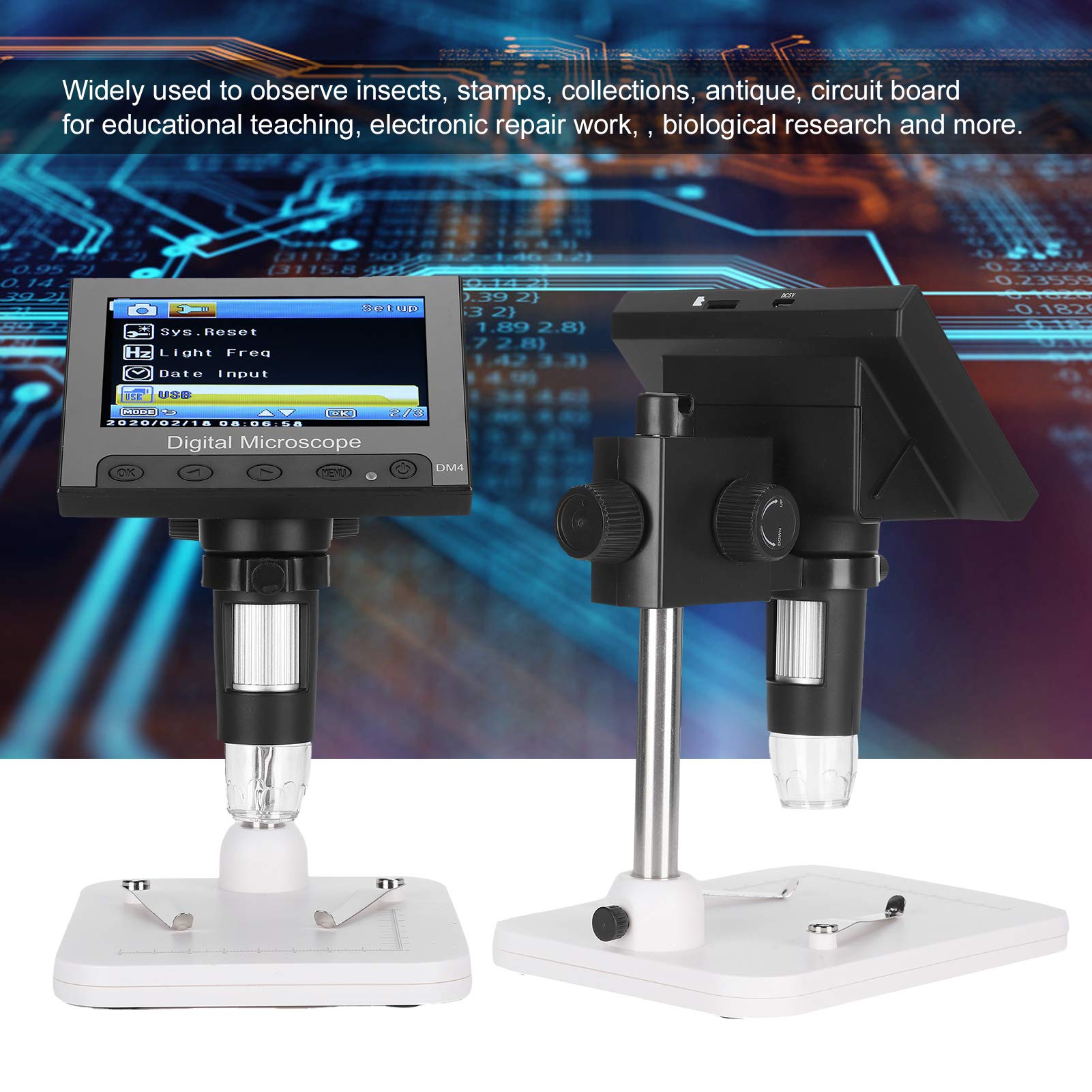 Amazon | デジタルマイクロスコープ、4.3インチDM4 1000X 2.0