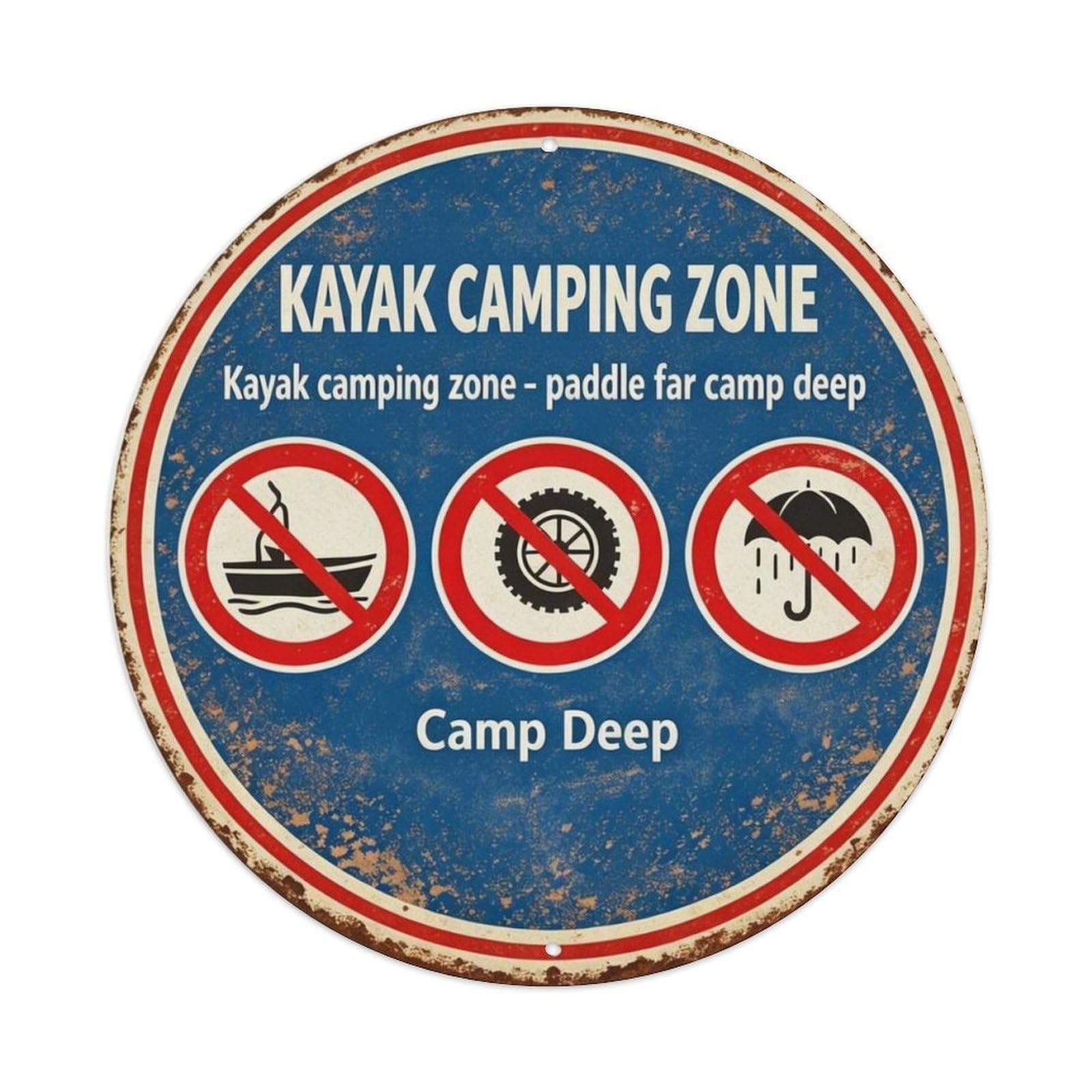 Kayak Camping Zone - Metal Tin Sign Plaque