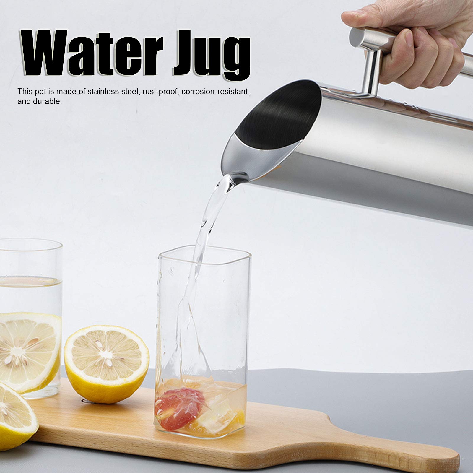 Pichet à Eau En Acier Inoxydable (Argent) Avec Couvercle Et Poignée – Pour Eau Bouillante (Neuf)