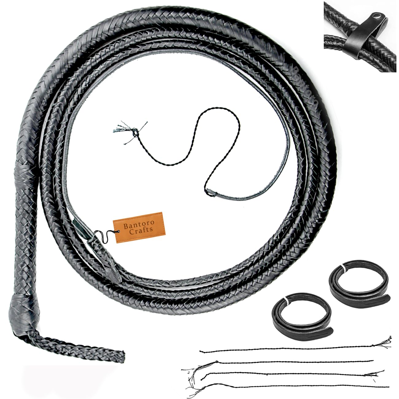 Frusta in pelle di canguro Frusta pesante in 16 fili intrecciati Pancia in pelle intrecciata e supporto in pelle all'interno Frusta rumorosa Indiana Jones Equitazione Equestre (6 Piedi (1,8 Metri))