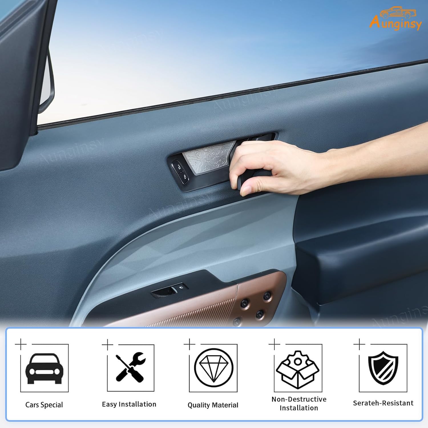 Aunginsy Inner Door Handle Bowl Trim Cover Compatible with Ford Maverick 2022-2025, 4Pcs Car Front & Rear Interior Door Grab Handle Cup Bowl Cover Anti-Scratch Protector Decorative Sticker Accessories