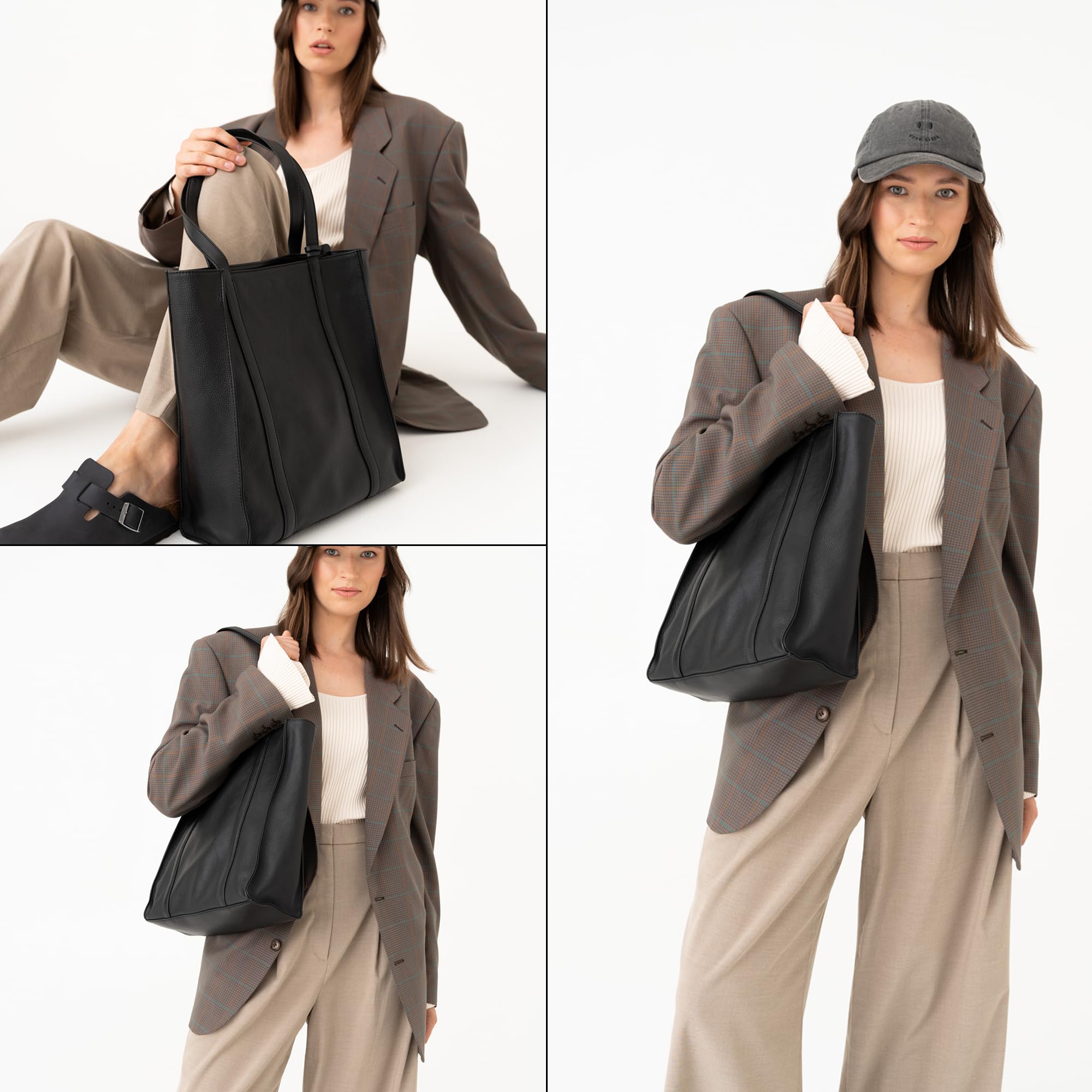 Berliner Bags Borsa Shopper a Spalla Kira in Vera Pelle, con Etui Removibile, Formato Grande per Lavoro e Tempo Libero, Donna