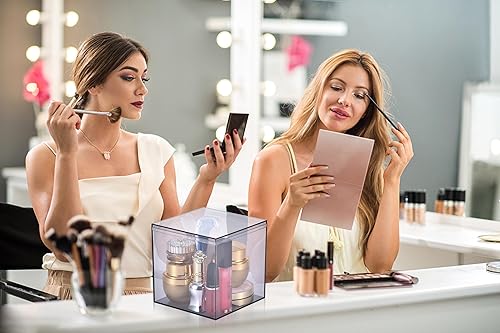 Miniatura 7 de dedoot Caja de acrílico negro transparente con tapa, paquete de 4 cajas de plástico negro transparente de 4.7 x 4.7 x 4.7 pulgadas para organizar,