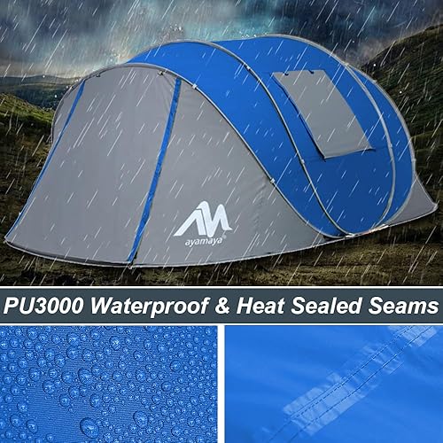 Miniatura 7 de 6 Person Easy Pop Up Tents for Camping - AYAMAYA Double Layer Waterproof Instant Tent with Vestibule & Porch, Large Size Family Tent Automatic Setup
