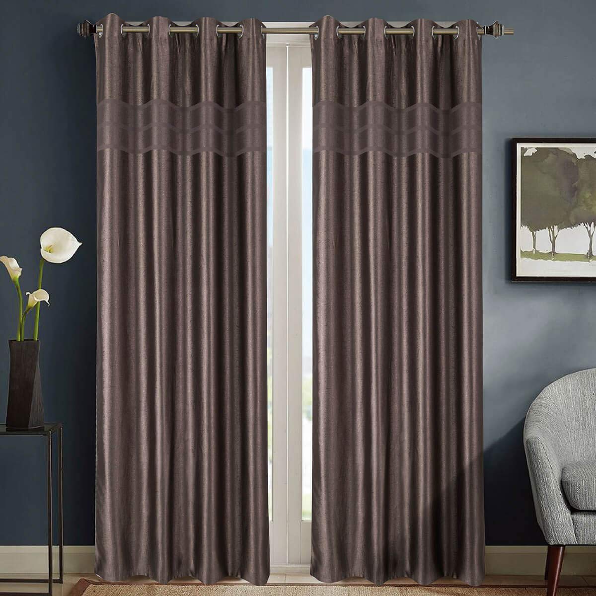 HOMETREND Paire de rideaux obscurcissant marbré bayadere - 140 x 260 cm - Taupe