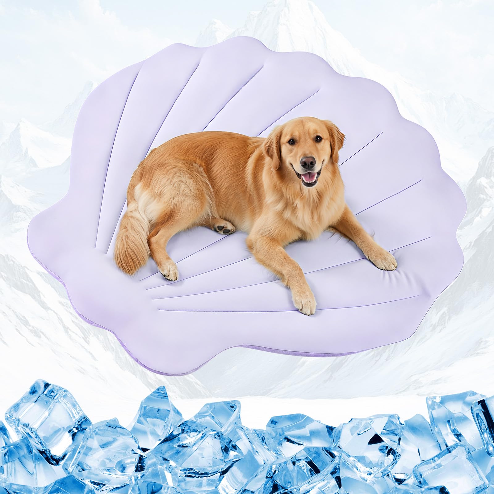 Tivray Dog Cooling Mat, 47'' × 47'' Large, Q-Max>0.4 Self-Cooling Mat for Dog, (Cool & Warm) Double-Sided Pet Cool Pads for Summer, Crate, Kennel, Machine Washable,Cat Cool Bed,Non-Gel, Macaron Purple