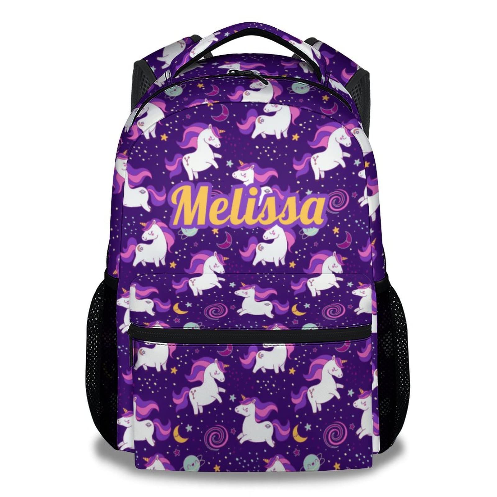 Homexzdiy Custom Unicorn Backpack for Girls, Personalized 16" Backpacks for School, Cute Lightweight Bookbag for Kids Students, Gifts for Unicorn