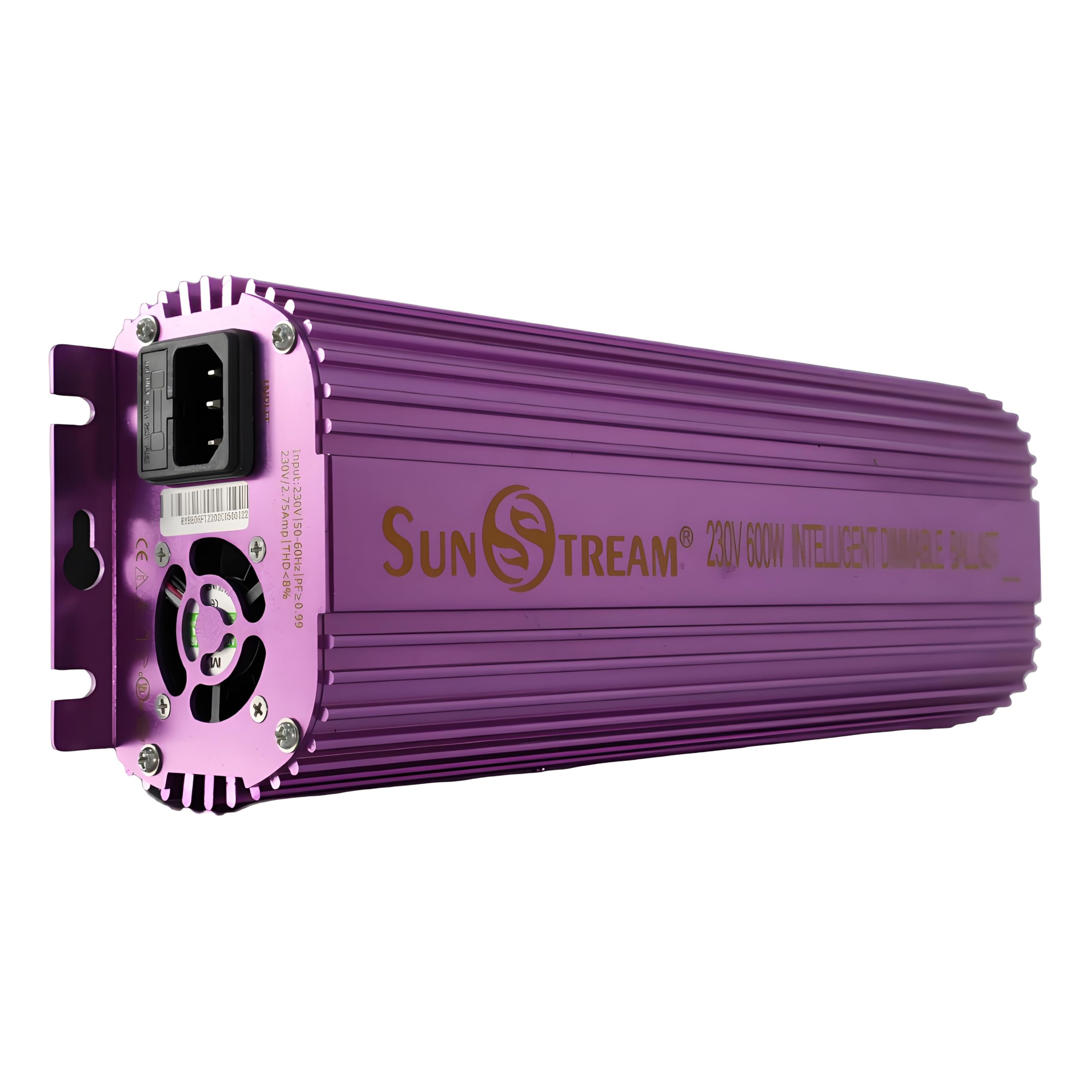 SunStream 600W 230V Dimmbares Vorschaltgerät mit Lüfter - Lila Digitales Vorschaltgerät für MH und HPS Wachstumslicht