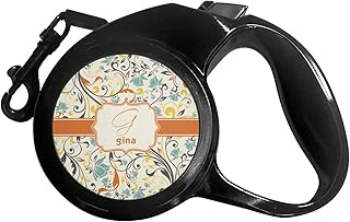 Personalized Swirly Floral Retractable Dog Leash - Small