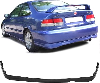 Compatible with/Replacement for Rear Bumper Lip, Type-R Style PU Rear Lip Diffuser Black, Fits 1999 2000 Honda Civic 2dr Coupe 4dr Sedan